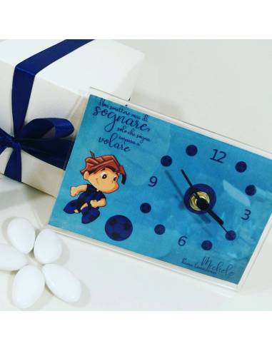 Bomboniere tema calcio inter orologio personalizzato