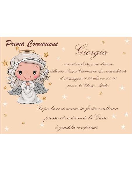 Inviti per Prima Comunione con busta angioletto bimba