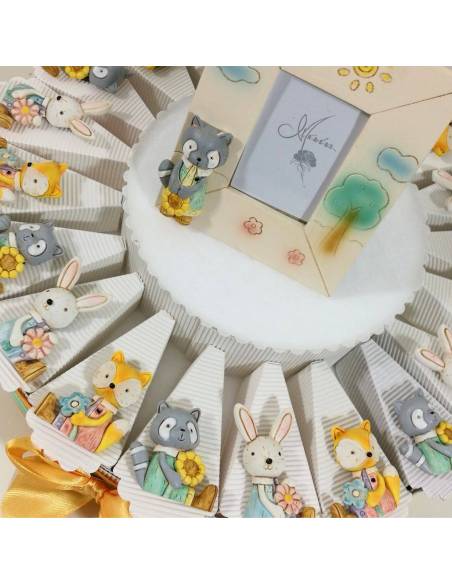 Torta bomboniera animaletti del bosco magnete