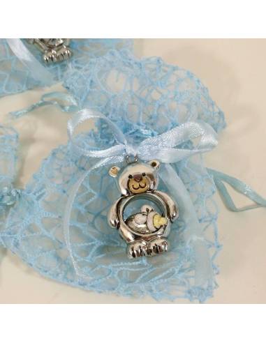 Sacchetti Battesimo orsetti argentati offerta online