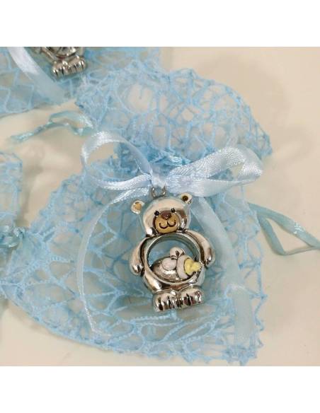 Sacchetti Battesimo orsetti argentati offerta online