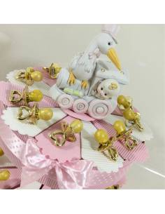 Torta bomboniere 25 FETTE bimba ciuccio succhiello nascita battesimo 2
