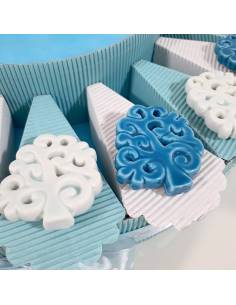 Torta bomboniera con albero della vita in ceramica e centrale BATTESIMO NASCITA COMPLEANNO 2