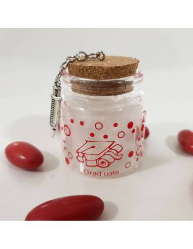 Laurea infermieristica bomboniere siringa con catenina al tappo del vasetto