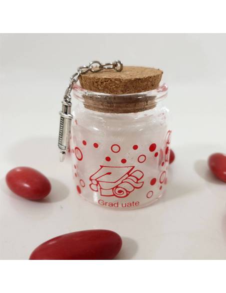 Laurea infermieristica bomboniere siringa con catenina al tappo del vasetto