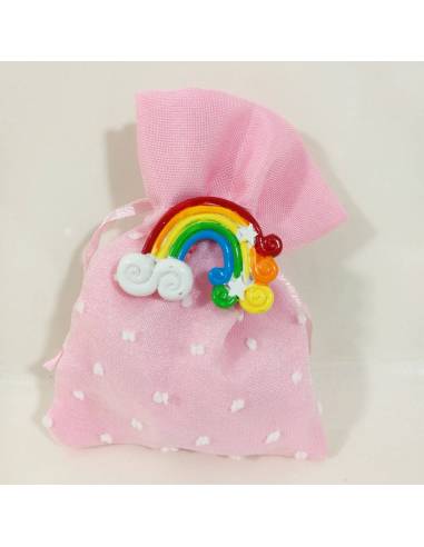 sacchetti battesimo bimba arcobaleno con stelline
