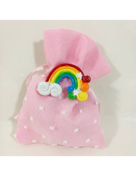 sacchetti battesimo bimba arcobaleno con stelline