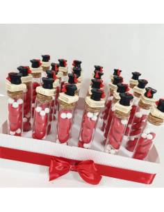 Portaconfetti laurea in vetro con tappo in sughero libro e tocco