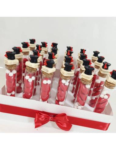 Portaconfetti laurea in vetro con tappo in sughero libro e tocco