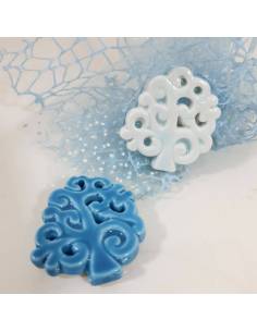 Bomboniere albero della vita Battesimo bimbo magnete in ceramica lucida