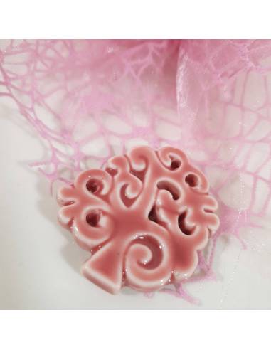 Bomboniere magnete albero della vita ceramica rosa per battesimo