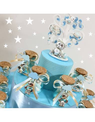 Barattoli portaconfetti Battesimo orsetto argento| Sindy Bomboniere