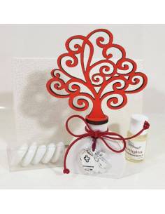 Bomboniere Cresima profumatori Albero della Vita rosso e Mitria argentata