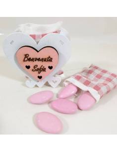 Scatoline portaconfetti nascita bimba cuore personalizzato