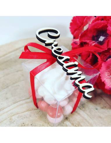 Scatoline portaconfetti Cresima con scritta in legno