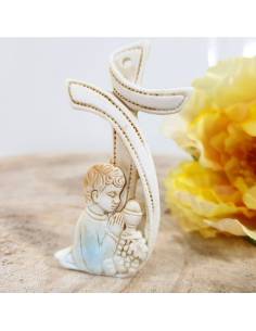 Bomboniere Comunione maschio tau con bimbo in preghiera