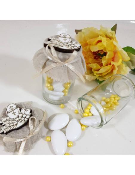 Portaconfetti Comunione vesetto di vetro con applicazione calice