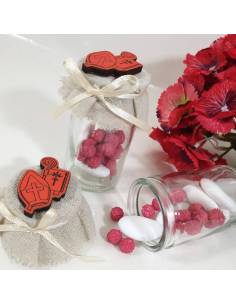 Portaconfetti Cresima vasetto in vetro con applicazione sacra