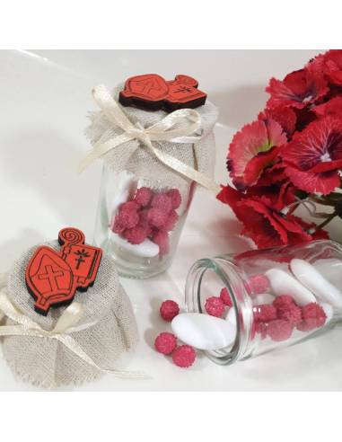 Portaconfetti Cresima vasetto in vetro con applicazione sacra