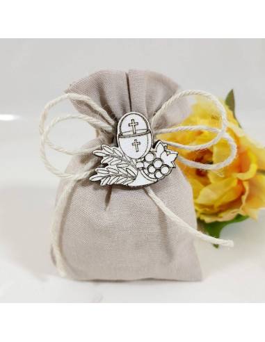 sacchetti comunione con applicazione eucarestia in legno