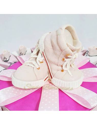 TORTA BOMBONIERA SCARPE CONVERSE ROSA PORTACHIAVI PER 18 ANNI COMUNIONE CRESIMA