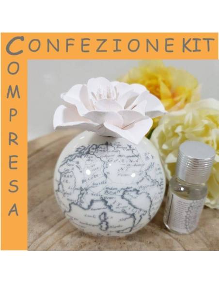 Stock bomboniere Claraluna diffusori mappamondo Italia con kit essenza | Sindy Bomboniere