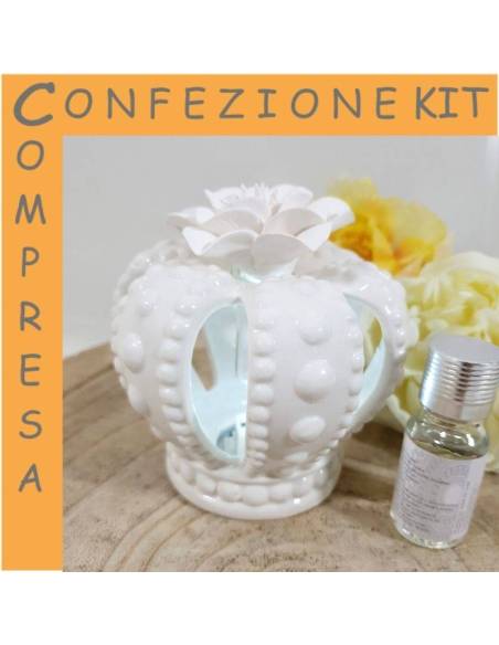Shop online Claraluna bomboniera corona da regina in ceramica bianca profumatore