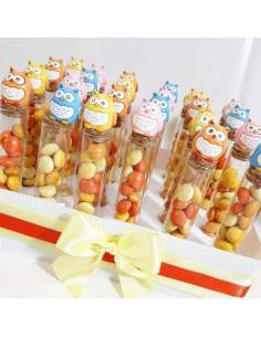 Provette portaconfetti bomboniere animaletti gufetti colorati