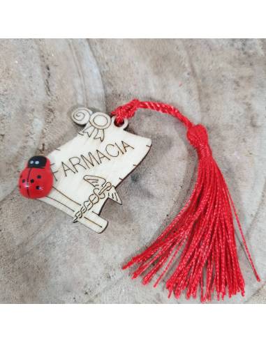 Bomboniere laurea farmacia magnete pergamena legno caduceo