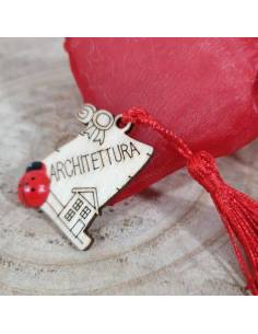 Bomboniere laurea architettura magnete in legno targhetta