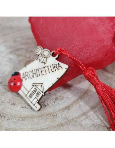 Bomboniere laurea architettura magnete in legno targhetta