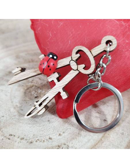 Bomboniere laurea ingegneria compasso portachiavi in legno