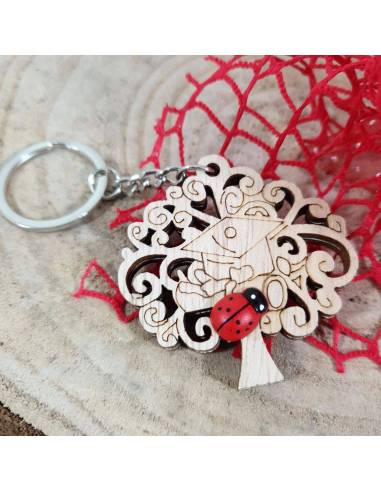 Portachiavi albero della vita laurea in legno bomboniere