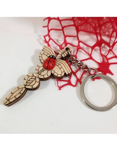 Bomboniere farmacia caduceo portachiavi in legno