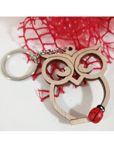 Bomboniere laurea gufo portachiavi in legno