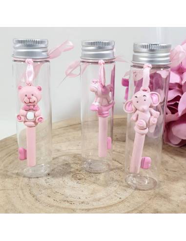 Bomboniere elefantini nascita provette con orsetti e cavallucci rosa| Sindy Bomboniere