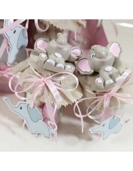 Vasetti Bomboniere elefantini nascita bimba completi| Sindy Bomboniere