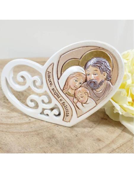 Bomboniere Sacra Famiglia Battesimo cuore amore sogni e felicità