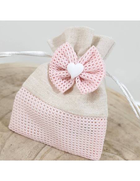 Sacchetti portaconfetti Battesimo bimba con cuoricino gessetto