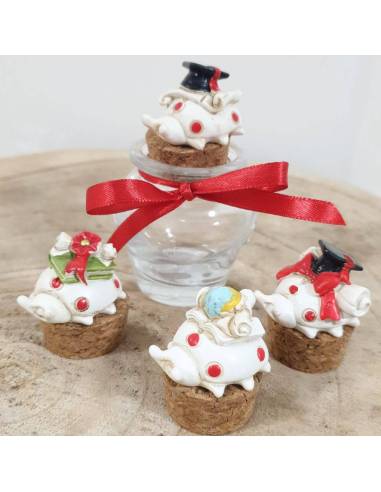 Vasetti in vetro per confetti laurea coccinella portafortuna