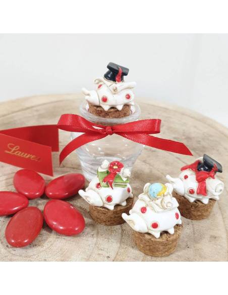 Vasetti in vetro per confetti laurea coccinella portafortuna| Sindy Bomboniere