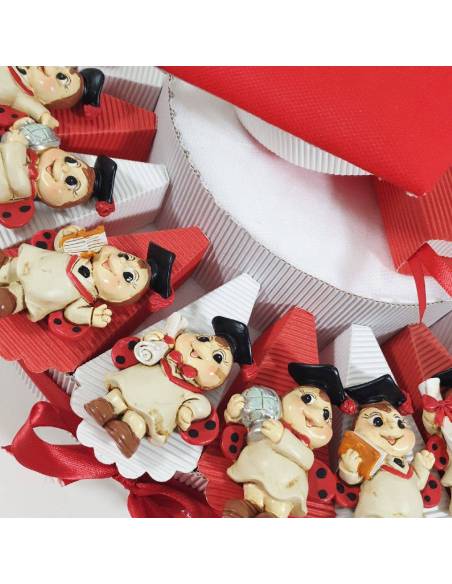 Torta di bomboniere laurea coccinella con tocco in testa