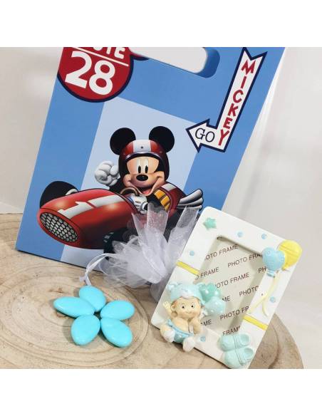 Bomboniere Battesimo portafoto bimbo scatola Topolino