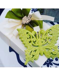 Bomboniere farfalle in ceramica traforata verde chiaro