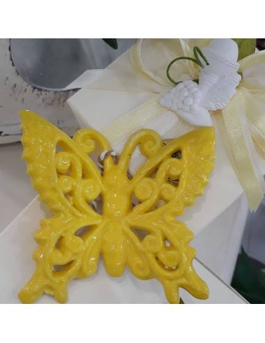 Bomboniere farfalle da appendere al muro in ceramica gialle
