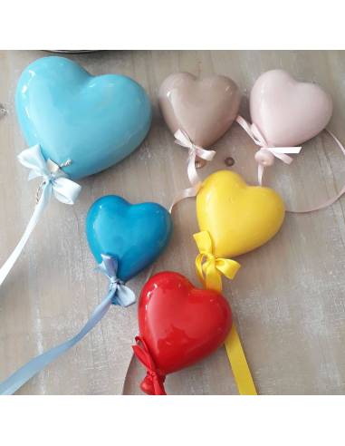 Palloncini di ceramica a forma di cuore per bomboniere Battesimo