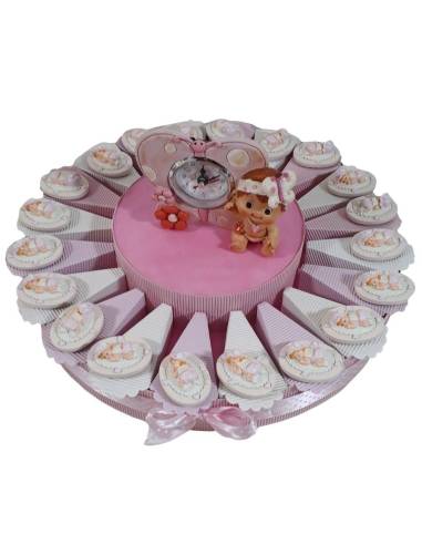 Torta bomboniere nascita bimba che dorme completa di confetti