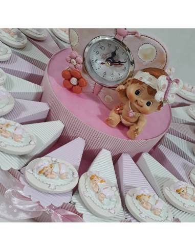 Torta bomboniere nascita bimba che dorme completa di confetti