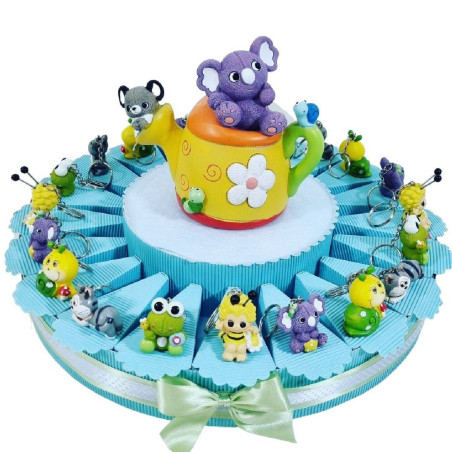 Torta bomboniere bimbo animaletti zoo portachiavi
