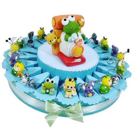 TORTA BOMBONIERA animaletti portachiavi bimbo nascita 20 FETTE spedizione inclusa battesimo